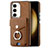 Soft Silicone Gel Leather Snap On Case Cover SD7 for Samsung Galaxy S23 5G Brown