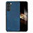 Soft Silicone Gel Leather Snap On Case Cover SD8 for Samsung Galaxy S24 5G Blue