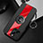 Soft Silicone Gel Leather Snap On Case Cover with Magnetic Finger Ring Stand for Apple iPhone 14 Pro Max Red