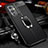 Soft Silicone Gel Leather Snap On Case Cover with Magnetic Finger Ring Stand for OnePlus 9 5G Black