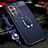 Soft Silicone Gel Leather Snap On Case Cover with Magnetic Finger Ring Stand for OnePlus 9 5G Blue