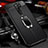 Soft Silicone Gel Leather Snap On Case Cover with Magnetic Finger Ring Stand for Oppo A11 Black