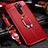 Soft Silicone Gel Leather Snap On Case Cover with Magnetic Finger Ring Stand for Oppo A11X Red