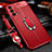 Soft Silicone Gel Leather Snap On Case Cover with Magnetic Finger Ring Stand for Oppo K9 5G Red