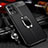 Soft Silicone Gel Leather Snap On Case Cover with Magnetic Finger Ring Stand for Oppo K9X 5G Black