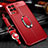 Soft Silicone Gel Leather Snap On Case Cover with Magnetic Finger Ring Stand for Oppo K9X 5G Red