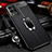 Soft Silicone Gel Leather Snap On Case Cover with Magnetic Finger Ring Stand for Realme Q3 5G Black