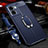 Soft Silicone Gel Leather Snap On Case Cover with Magnetic Finger Ring Stand for Realme V23 5G Blue