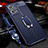 Soft Silicone Gel Leather Snap On Case Cover with Magnetic Finger Ring Stand for Realme V25 5G Blue