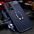 Soft Silicone Gel Leather Snap On Case Cover with Magnetic Finger Ring Stand for Samsung Galaxy A32 4G Blue