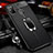 Soft Silicone Gel Leather Snap On Case Cover with Magnetic Finger Ring Stand for Samsung Galaxy M21 Black