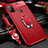 Soft Silicone Gel Leather Snap On Case Cover with Magnetic Finger Ring Stand for Samsung Galaxy M30s Red
