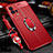 Soft Silicone Gel Leather Snap On Case Cover with Magnetic Finger Ring Stand for Vivo iQOO 8 Pro 5G Red