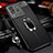 Soft Silicone Gel Leather Snap On Case Cover with Magnetic Finger Ring Stand for Vivo iQOO Neo6 5G Black