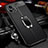 Soft Silicone Gel Leather Snap On Case Cover with Magnetic Finger Ring Stand for Vivo iQOO U3 5G Black