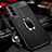 Soft Silicone Gel Leather Snap On Case Cover with Magnetic Finger Ring Stand for Vivo iQOO Z5 5G Black