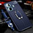 Soft Silicone Gel Leather Snap On Case Cover with Magnetic Finger Ring Stand for Vivo T1 5G Blue