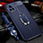 Soft Silicone Gel Leather Snap On Case Cover with Magnetic Finger Ring Stand for Vivo V21 5G Blue