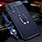 Soft Silicone Gel Leather Snap On Case Cover with Magnetic Finger Ring Stand for Vivo V21e 5G Blue