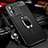 Soft Silicone Gel Leather Snap On Case Cover with Magnetic Finger Ring Stand for Vivo V25 Pro 5G Black