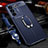 Soft Silicone Gel Leather Snap On Case Cover with Magnetic Finger Ring Stand for Vivo V27 5G Blue