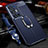 Soft Silicone Gel Leather Snap On Case Cover with Magnetic Finger Ring Stand for Vivo X70 Pro+ Plus 5G Blue