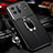 Soft Silicone Gel Leather Snap On Case Cover with Magnetic Finger Ring Stand for Vivo X80 5G Black