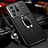 Soft Silicone Gel Leather Snap On Case Cover with Magnetic Finger Ring Stand for Vivo X80 Pro 5G Black