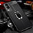 Soft Silicone Gel Leather Snap On Case Cover with Magnetic Finger Ring Stand for Vivo Y71t 5G Black