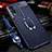 Soft Silicone Gel Leather Snap On Case Cover with Magnetic Finger Ring Stand for Vivo Y76s 5G Blue