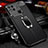 Soft Silicone Gel Leather Snap On Case Cover with Magnetic Finger Ring Stand for Xiaomi POCO C3 Black