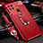 Soft Silicone Gel Leather Snap On Case Cover with Magnetic Finger Ring Stand for Xiaomi POCO C3 Red