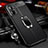 Soft Silicone Gel Leather Snap On Case Cover with Magnetic Finger Ring Stand for Xiaomi Poco M4 5G Black