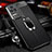 Soft Silicone Gel Leather Snap On Case Cover with Magnetic Finger Ring Stand for Xiaomi Redmi K40S 5G Black