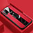 Soft Silicone Gel Leather Snap On Case Cover with Magnetic Finger Ring Stand PB1 for Vivo Y73 (2021) Red