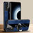 Soft Silicone Gel Leather Snap On Case Cover with Magnetic Finger Ring Stand PB1 for Xiaomi Mi 12T Pro 5G Blue