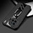 Soft Silicone Gel Leather Snap On Case Cover with Magnetic Finger Ring Stand PB2 for Vivo X90 Pro 5G Black