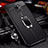 Soft Silicone Gel Leather Snap On Case Cover with Magnetic Finger Ring Stand S01 for Huawei Nova 5i Pro Black