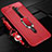 Soft Silicone Gel Leather Snap On Case Cover with Magnetic Finger Ring Stand S01 for Oppo Reno2 Z Red