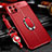 Soft Silicone Gel Leather Snap On Case Cover with Magnetic Finger Ring Stand S01 for Oppo Reno4 Z 5G Red