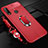 Soft Silicone Gel Leather Snap On Case Cover with Magnetic Finger Ring Stand S02 for Oppo A8 Red