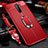 Soft Silicone Gel Leather Snap On Case Cover with Magnetic Finger Ring Stand S02 for Oppo Reno Ace Red