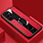 Soft Silicone Gel Leather Snap On Case Cover with Magnetic Finger Ring Stand S04 for Samsung Galaxy S21 Ultra 5G Red