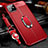 Soft Silicone Gel Leather Snap On Case Cover with Magnetic Finger Ring Stand T01 for Apple iPhone 11 Red