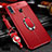 Soft Silicone Gel Leather Snap On Case Cover with Magnetic Finger Ring Stand T01 for Huawei Honor 10i Red