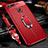 Soft Silicone Gel Leather Snap On Case Cover with Magnetic Finger Ring Stand T01 for Huawei Honor View 20 Red