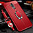 Soft Silicone Gel Leather Snap On Case Cover with Magnetic Finger Ring Stand T01 for Huawei Mate 20 Lite Red