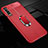 Soft Silicone Gel Leather Snap On Case Cover with Magnetic Finger Ring Stand T01 for Huawei P30 Red