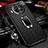 Soft Silicone Gel Leather Snap On Case Cover with Magnetic Finger Ring Stand T01 for Xiaomi Mi 10i 5G Black