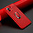 Soft Silicone Gel Leather Snap On Case Cover with Magnetic Finger Ring Stand T01 for Xiaomi Mi 11 5G Red